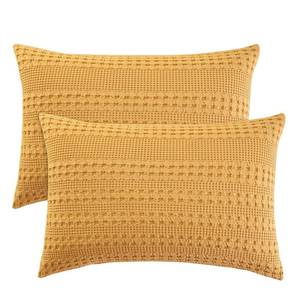 lot 9890 image: PHF 100% Cotton Waffle Pillow Shams King Size, 2 Pack 20 x 36 Soft Skin-Friendly Pillowcases, No Filling, Aesthetic Woven and Breathable Waffle Weave Pillow Case Covers for Bed, Pumpkin Orange