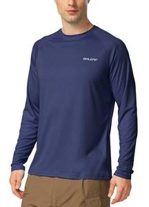 lot 9914 image: baleaf Mens Long Sleeve Swim Shirts Rash Guard UV Sun Protection SPF T-Shirts UPF 50 Quick Dry Swimming Fishing Bluish Size L