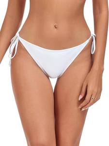 lot 9918 image: RELLECIGA Womens White High Cut Brazilian Tie Side Bikini Bottom Size Medium