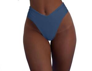 lot 9930 image: geluboao Women One Piece Dark Blue Swimsuit Bottom Sexy Front Kont High Waist Bikini Cheeky High Cut Bathing Suit S
