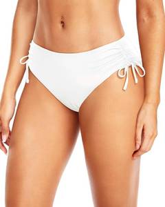 lot 9934 image: Daci White Women Mid Waist Bikini Bottoms - Full Coverage Swim Bathing Suit Bottom Side Tied Swimsuit Bottoms XS
