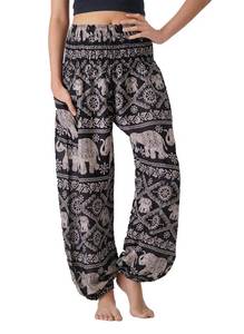 lot 9964 image: B BANGKOK PANTS Plus Size Harem Pants Women Hippie Clothes Boho Pants with Pocket (Black Elephant, 16-20 Plus)