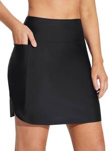 lot 9986 image: baleaf 14 Swim Skirts for Women High Waisted Bikini Bathing Suit Bottoms with Liner Tummy Control Swim Bottoms with Zipper Pockets Star White L