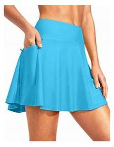 lot 9902 image: Kayrth Womens High Waisted Swim Skirt with Zipper Pockets Tummy Control Bathing Suit Swimsuit Tankini Bottoms Sky Blue L
