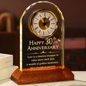 $57 YWHL 30th Wedding Anniversary Clock Gift for Couple, Glass Clock