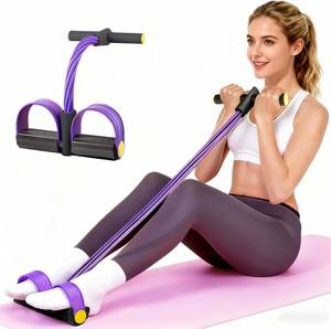 lot 154 image: Pedal Resistance Bands with Handles, 6-Tube Tension Training