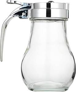 lot 158 image: Syrup Glass Dispenser with Stainless Leak-Proof Lid, 3.2x3.2x4 in