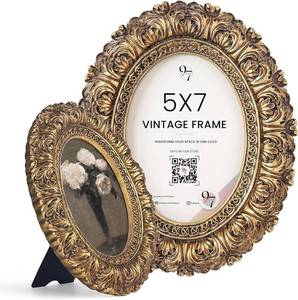 lot 165 image: 97 Decor 5x7 Oval Picture Frame, Gold Rustic Ornate