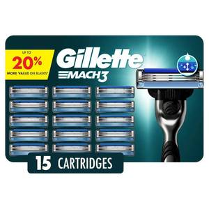 lot 193 image: Gillette Mach3 Razor Blades for Men, 3-Blade Refills, 15 Count