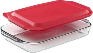 lot 194 image: Pyrex Basics 3 Qt Glass Baking Dish with Lid, OvenFreezer Safe