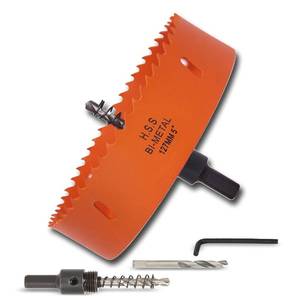 lot 202 image: 5 Inch Hole Saw with Arbor for Metal, Wood, Plastic 127mm Bi-Metal