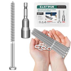 lot 208 image: 8 Pack 38 x 6in Hex Lag Bolts Stainless 30418-8 with Washers