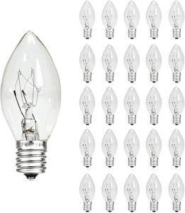 lot 230 image: 25-Pack C7 Clear Bulbs, 5W Incandescent, E12, Warm White