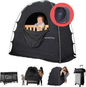 $176 SlumberPod with Fan Blackout Sleep Tent for Baby, 95% Block