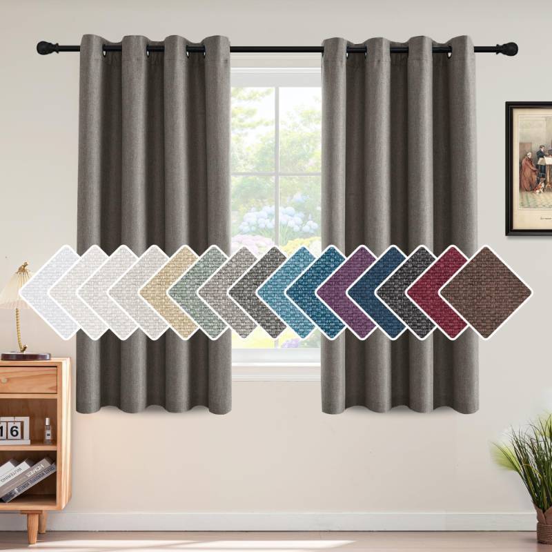 lot 32840 image: H.VERSAILTEX Linen Blackout Curtain 63 Inches Long for BedroomLiving Room Thermal Insulated Grommet Linen Curtain Drapes Primitive Textured Burlap Effect Window Drapes 1 Panel - Heather Taupe Gray - Retail $22