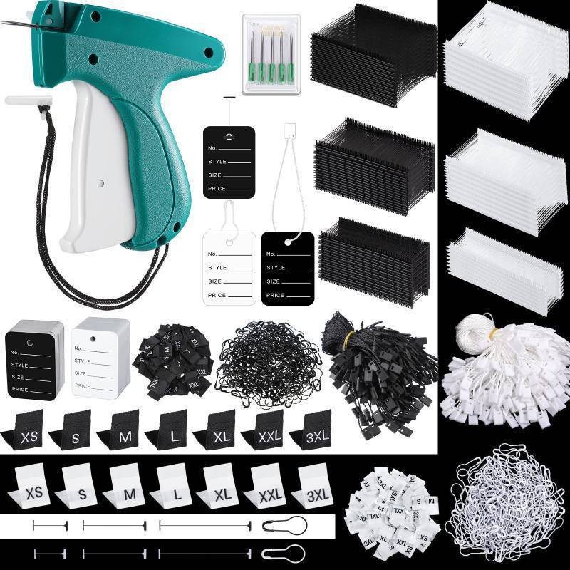 lot 32851 image: Chumia 3576 Pcs Tagging Guns for Clothes Labels Attacher Stitch Guns for Clothing with 3000 Barbs, 5 Needles and 100 Price Tags, Sewing Kit for Retail Stores, Garage Yard Sales(Black, White) - Retail $22