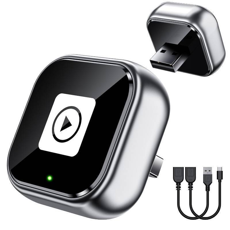 lot 42239 image: YUHUO Wireless Carplay Adapter, Wired CarPlay to Wireless,Mini USB Design for Car Play&Android Auto, 2025 Upgrade Easy Use Fast Stable Connection for iPhone (Gray) - Retail $40