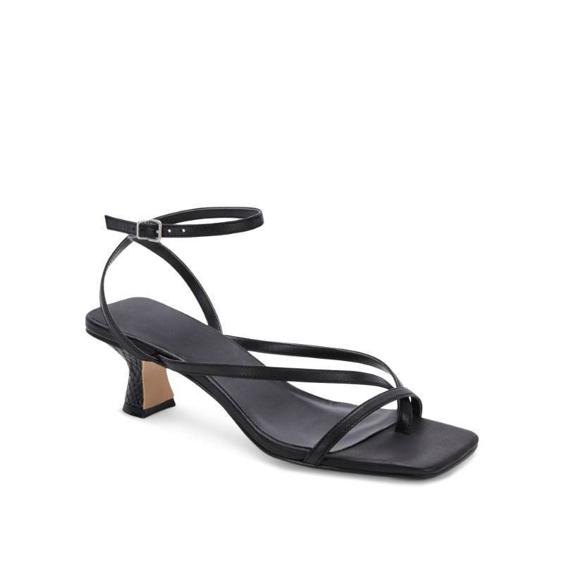 lot 44408 image: Juliet Holy Womens Strappy Sandals Kitten Heel Open Toe Slingback Ankle Strap Wedding Party Summer Womens Heeled Sandals Black - Retail $40