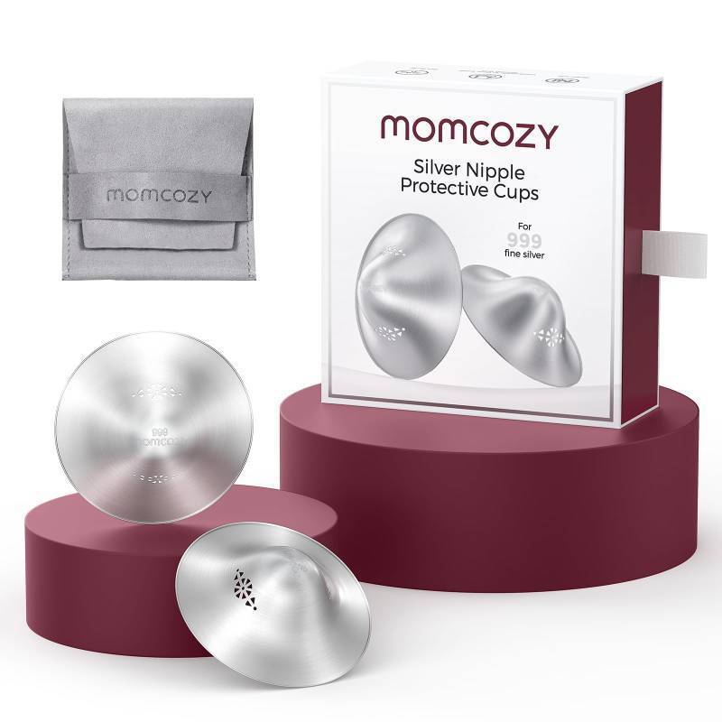 lot 30120 image: Momcozy 999 Silver Nursing Cups Original Perforated Breathable Design, 999 Silver Nipple Cover for Breastfeeding Essential, Nipple Shield for Nursing Newborn, Metal Nipple Shields, Regular Size - Retail $40