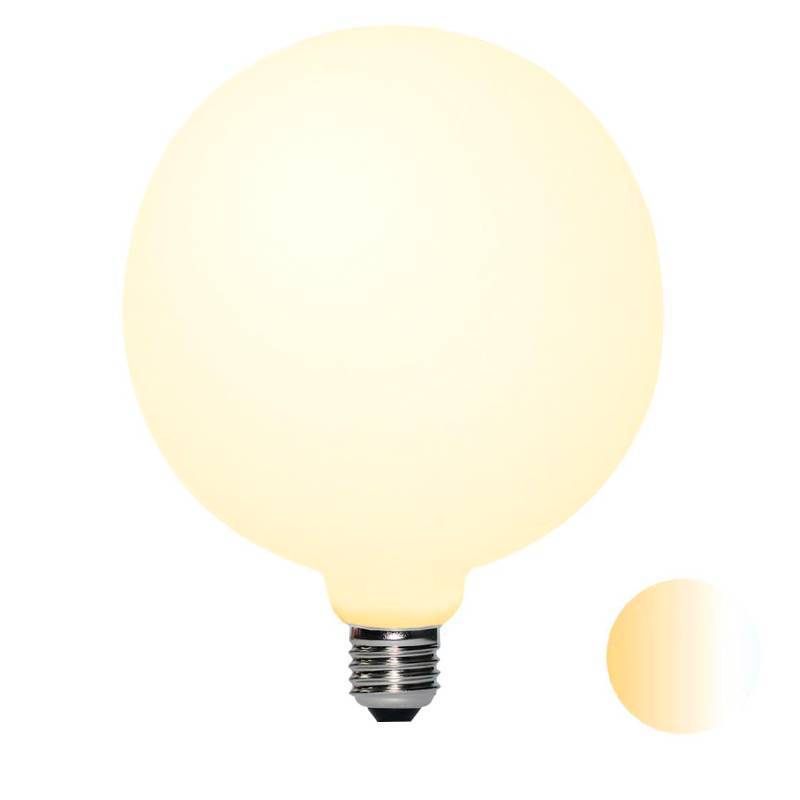 lot 32797 image: LED Large Globe Oversized Bulb D5.9 G47 G150 7W60W E26 Dim to Warm 2000K-2800K High Color Accuracy CRI95 Flick-Free Matt Opal Porcelain White 600LM (1-Pack) - Retail $33