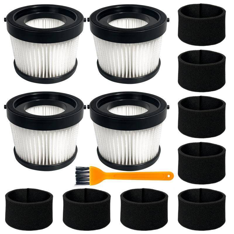 lot 32808 image: DCV5011H HEPA Filter Compatible with DEWALT DCV501HB Cordless Handheld Vacuum, with 8 Foam Sleeve Filters & 1 Brush 4 pack - Retail $15