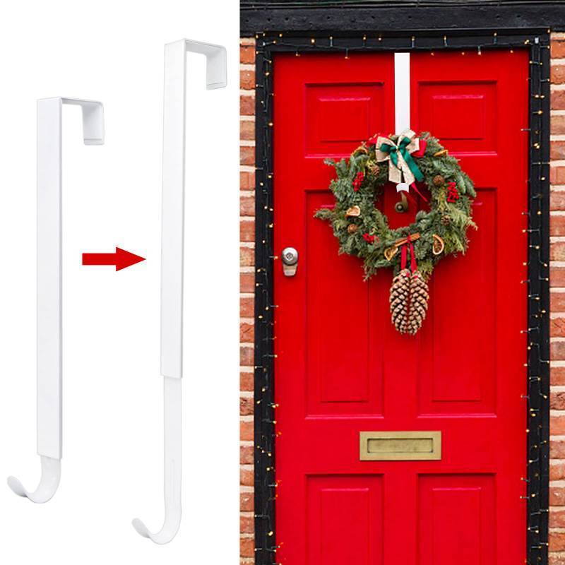 lot 33537 image: ZMCINER Wreath Hanger for Front Door, Adjustable 15-25 Inch, White Metal, Holds 20 lbs, Christmas & Fall Wreaths, Decorations Hook - Retail $13