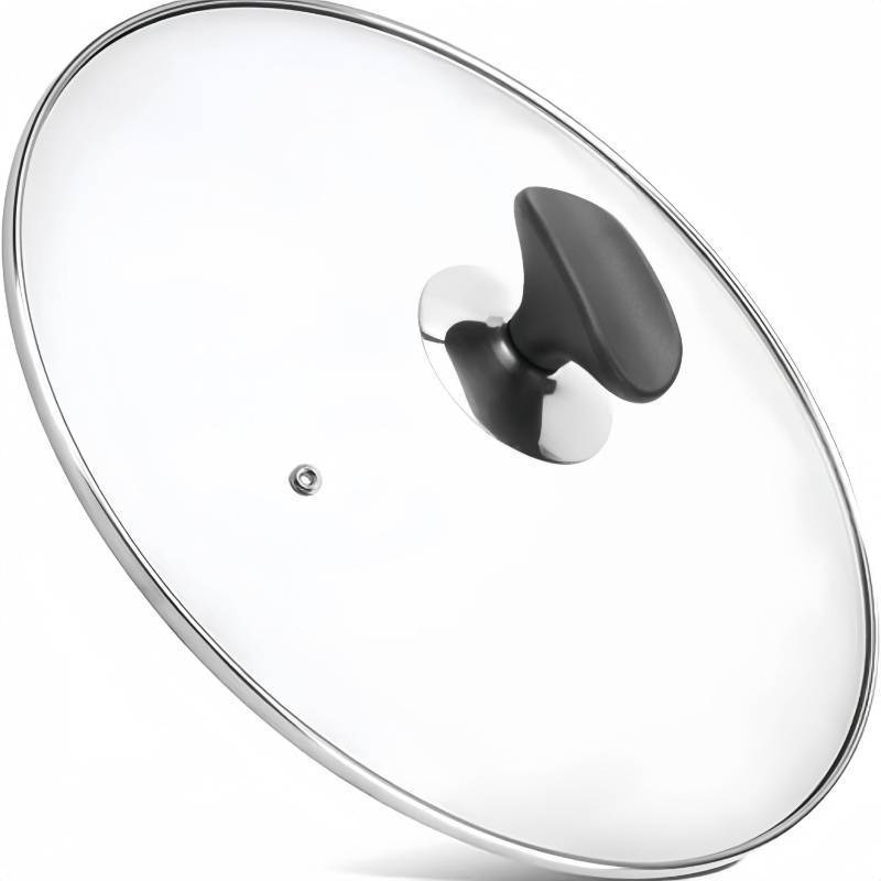 lot 22533 image: 11 Inch Tempered Glass Lid - Exact Fit for 11 PansSkillets (10.83 Outer11.22 Inner), Anti-Scald Handle, Vented to Stop Boil Overs - Retail $17