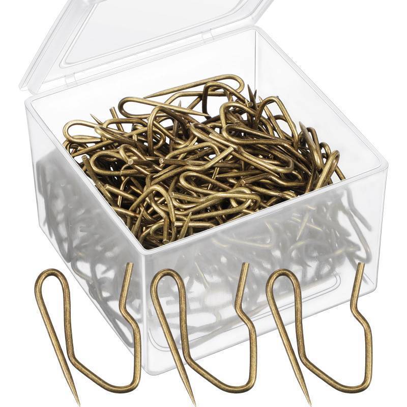 lot 33052 image: Outus 58 Pack Metal Curtain Hooks Pin On Drapery Hooks 1.2 x 1 Inch for Window,Door,Shower Curtain(Oil-Rubbed Bronze) - Retail $12