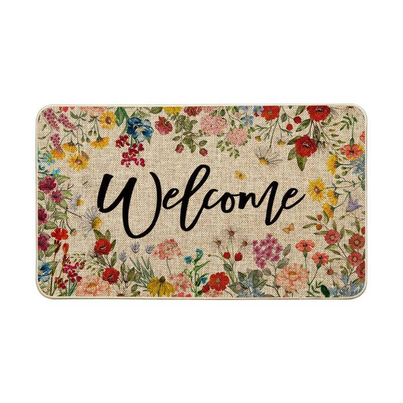 lot 50378 image: Artoid Mode Flowers Lavender Daisy Welcome Spring Doormat, Home Summer Decor Low-Profile Switch Rug Door Mat Floor Mat for Indoor Outdoor 17x29 Inch - Retail $16