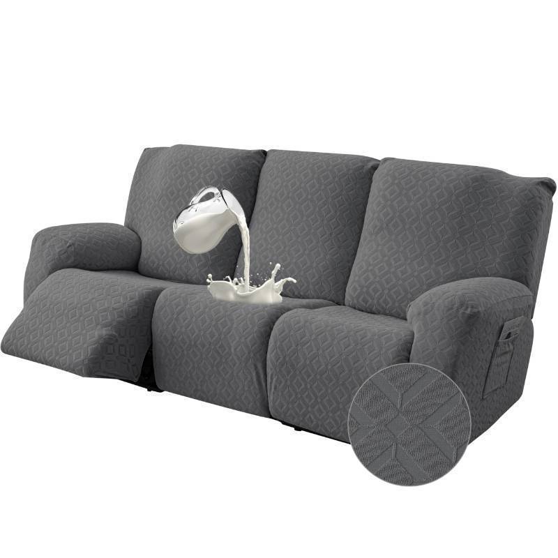 lot 26628 image: Gennia Waterproof Recliner Sofa Cover,Stretch Reclining Couch Covers with Pockets,Washable Lazy Boy Recliner Slipcovers,Leakproof Sofa Protector for Kids, Pets, Dog and Cat (3 Seat, Dark Gray) - Retail $57