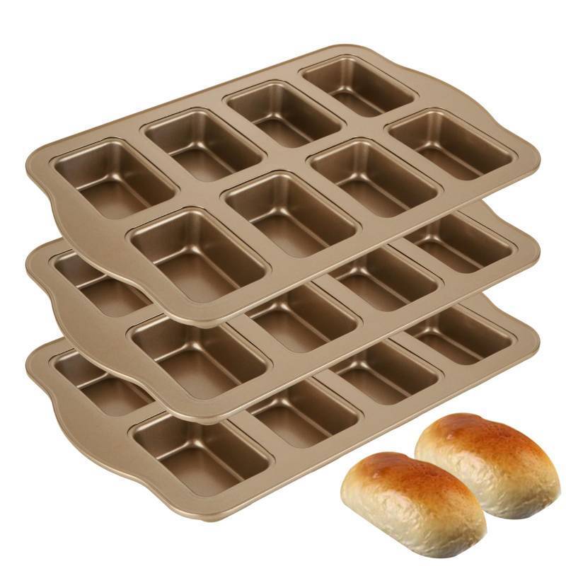 lot 57999 image: GBACHOOSE Mini Loaf Pan 8 Cavity, 3 Pack Mini Loaf Baking Pans Non-Stick, Carbon Steel Mini Loaf Pans for Baking Bread, Mini Bread Loaf Baking Pan Brownie Pan for Baking Oven