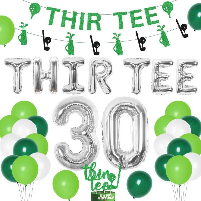 lot 41279 image: Keat4joy Golf 30th Birthday Decorations, 30th Birthday Decorations for Men, Thir-Tee Birthday Banner Cake Topper Glitter for 30th Golf Sports Theme Birthday Party Decorations - Retail $14