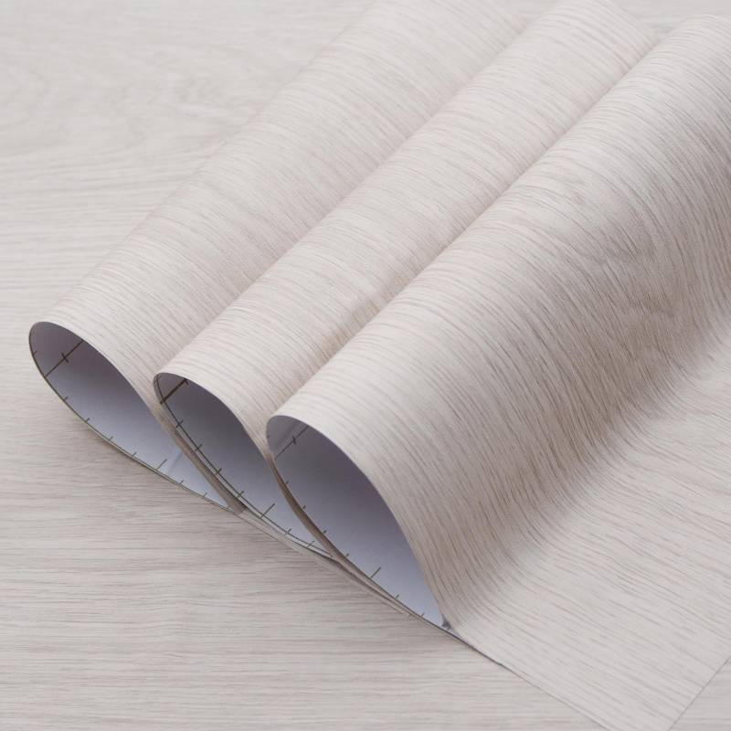 lot 32106 image: TOTIO Walnut Wood Peel and Stick Wallpaper Beige White Wood Grain Contact Paper Bubble-Free Design Matte Thickened 16x78inch Waterproof Counter Top Stick Paper Self-Adhesive Vinyl Wrap for Cabinets used see photo  - Retail $13