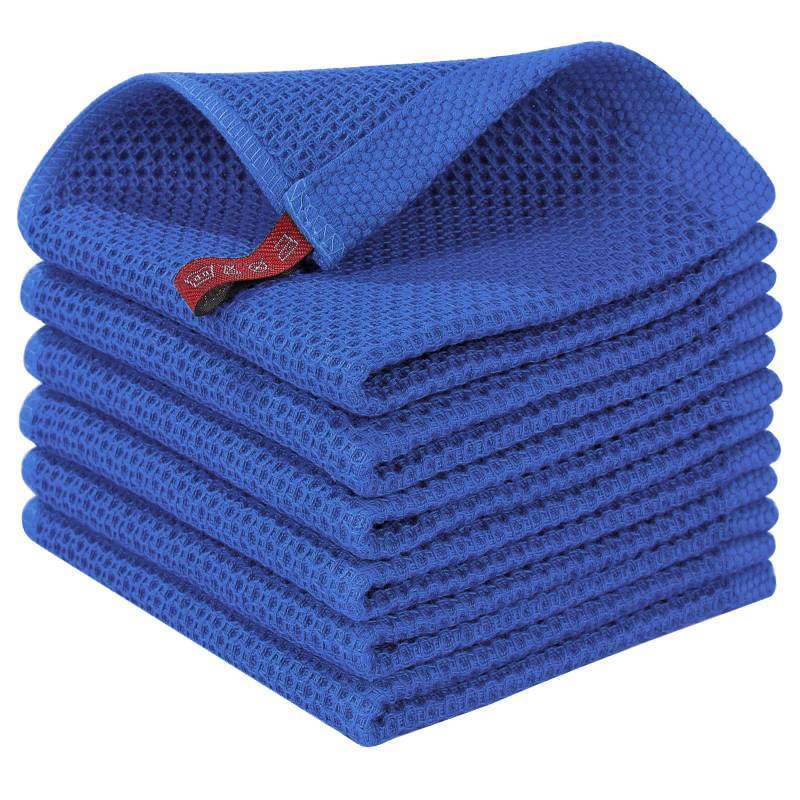 lot 32130 image: Homaxy 100% Cotton Waffle Weave Kitchen Dish Cloths, Ultra Soft Absorbent Quick Drying Dish Towels, 12 x 12 Inches, 6-Pack, Blueberry - Retail $14