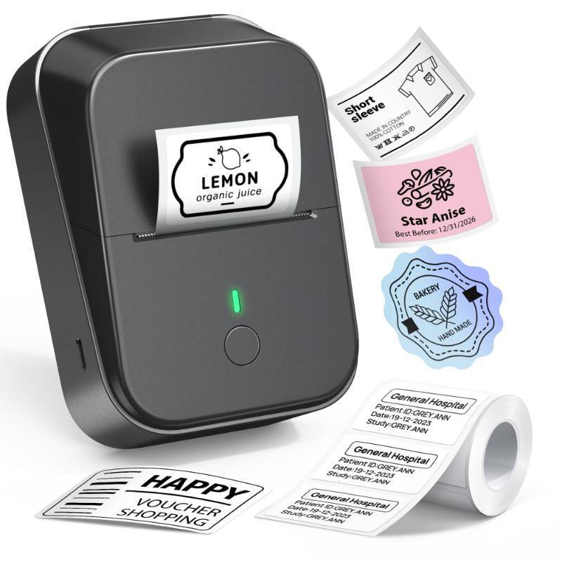 lot 48669 image: ETIKEZ PM260 Label Maker Machine with Tape, 2 Inch Label Tape Maker Bluetooth Label Printer, Inkless Portable Label Maker with Smart AI APP for Home, Kitchen, School, Office Organization, Black - Retail $25