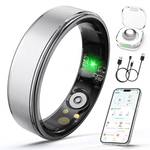 Giwbeiv Smart Ring for Women Men, Health Fitness Tracker Ring with Heart Rate/Sleep Tracker/Blood Oxygen/HRV/Stress/Calorie/Steps, IP68 Waterproof for iOS & Android, No APP Fees(Silver,7#) - Retail: $45