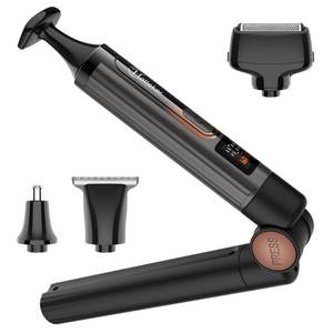 lot 23055 image: Hatteker Upgraded Mens Electric Back Shaver Body Grooming kit Body Trimmer Facial,Arm,Chin Beard Trimmer Cordless Hair Clipper with Adjustable Extension Handel Waterproof LED Display - Retail $30