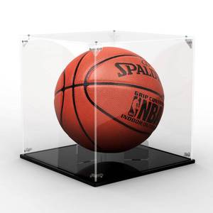 lot 23058 image: Hdenmist Basketball Display Case, Clear Acrylic Basketball Holder Stand Box - UV Protected Display Case for Basketball Autographed Ball, Car Models, Dolls, Memorabilia - 10.8 Full Size