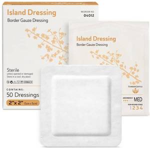 lot 23072 image: Island Dressing Bordered Gauze 2x2-50 Gauze Bandages for Wound Protection - Good for Hospitals, Medical Facilities, First Aid Kits, and More - Retail $9