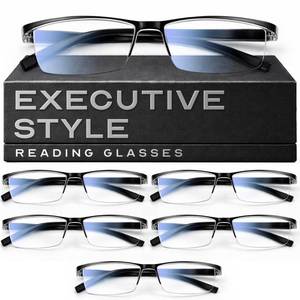 lot 23075 image: Gaoye 6 Pack 2.0 Executive Style Reading Glasses Men - Durable Readers with Blue Light Filtering- Comfortable Fit with TR90 Frames - Retail $20