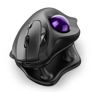 lot 23083 image: Nulea M511 Wireless Trackball Mouse, Rechargeable Ergonomic Thumb-Control Mouse with Tilt Stand, Smooth & Precision Tracking, 3 Device Connection (Bluetooth or USB Receiver), for PCMacLaptop-Purple - Retail $44