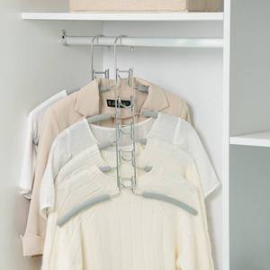 lot 23094 image: Nature Smile No Shoulder Bump Multiple Sweater Coat Clothes Hangers,Multi Layers Space Saving T Shirt Blouse Rack,(2 Pack Light Grey Color) - Retail $20