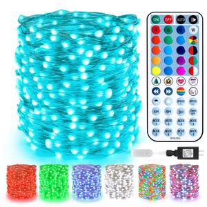 lot 23117 image: BrizLabs July 4th Fairy Lights, 66ft 200 LED Color Changing Fairy Lights with Remote, Plugin Red White Blue Twinkle Light RGB Rainbow Starry Xmas Light Music Sync for Xmas Halloween Home Party Wedding - Retail $27