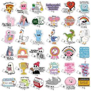 lot 23121 image: Cunno 36 Pcs Nurse Week Gifts Bulk Acrylic Funny Badge Reel Retractable Name ID Clip Badge Holder Employee Appreciation Gifts for Nurse Doctor Student Medical Assistant Coworker - Retail $26