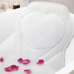 lot 24306 image: LuxStep Bath Pillow-Bathtub Pillow with Air Mesh Fabric & 6 Non-Slip Suction Cups, Bath Pillows for Tub Head, Neck and Back Support, Bath Accessories Spa Gifts, White - Retail $10