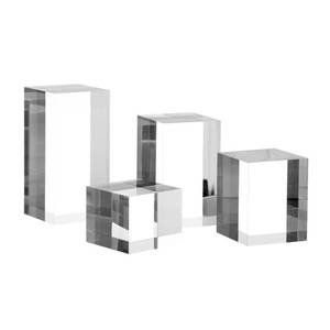 lot 24313 image: KCGANI Clear Polished Acrylic Cube Cylinder Round Photo Props, Transparent Solid Acrylic Display Blocks for Photography Boutique Jewelry Cosmetic Crafts Closet Show, 4 Pcs (Transparent Cube) - Retail $24