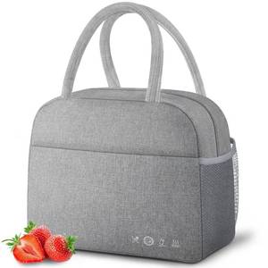 lot 24317 image: DALINDA Lunch Bag Lunch Box for Women Men, Reusable Insulated Cooler Lunch Tote Bags, Leakproof Cute LunchBox Large Capacity for Work Travel Picnic,Grey - Retail $8