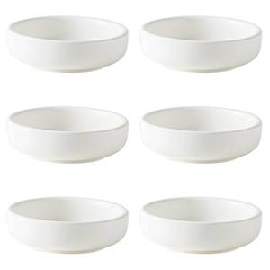 lot 24321 image: KAMAIDI Dipping Bowls Set, Ceramic Sauce Dishes, 2 oz Soy Sauce Dish, Side Bowls, Small Bowls for BBQ, Condiments, Appetizer, Dessert, Sushi, Set of 6 (White) - Retail $15