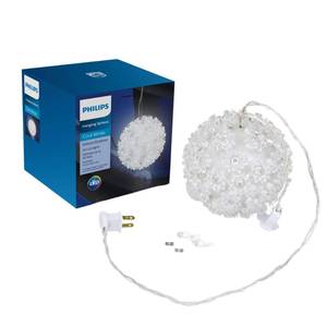 lot 24339 image: PHILIPS Cool White 5.5 Hanging Sphere Light with 50 LED Bulbs - UL Listed for IndoorOutdoor Use - 50 Mini LED Bulbs in Hanging Ball - Winter Decoration for Parties, 1 Count (Pack of 1)