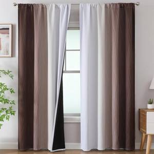 lot 24343 image: Estelar Textiler Brown and Greyish White Ombre Blackout Curtains for Living Room, Thermal Insulated Window Drapes for Bedroom 84 Inches Long, Full Room Darkening Rod Pocket Curtains, 52Wx84L, 2 Panels - Retail $43